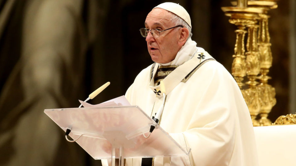 The late Pope Francis delivering Mass to Catholics at St. Peter's Basilica